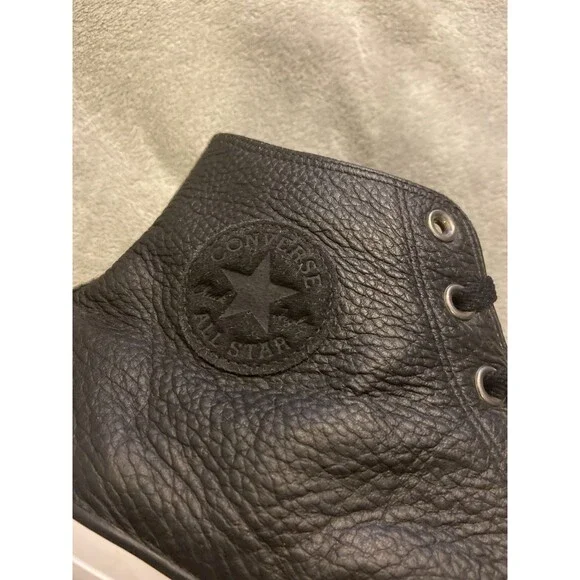 Converse All Star Chuck Taylor Leather Shoes Men’s 13 Black High Top Sneakers - Picture 11 of 16